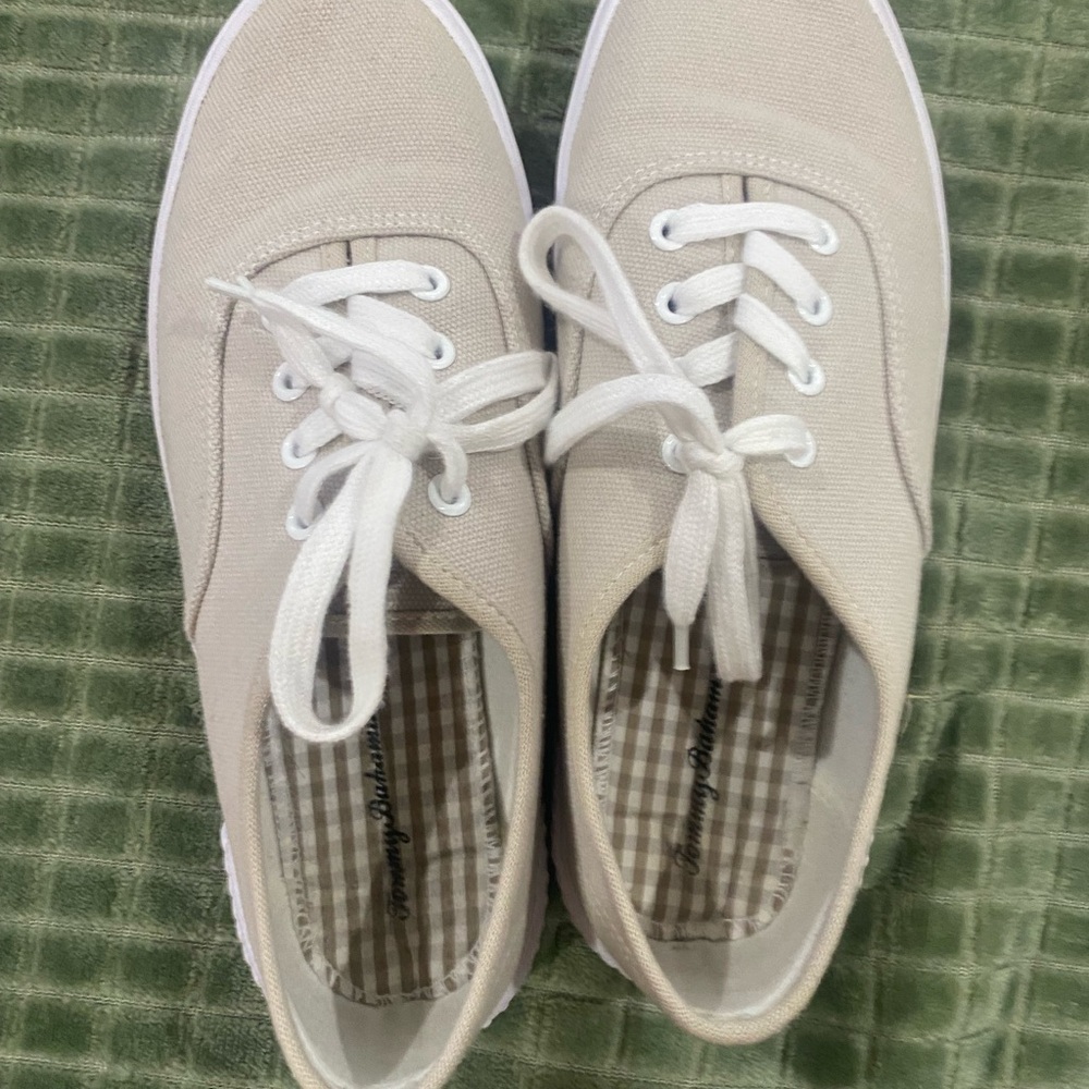 Tommy Bahama Beige Canvas Sneakers